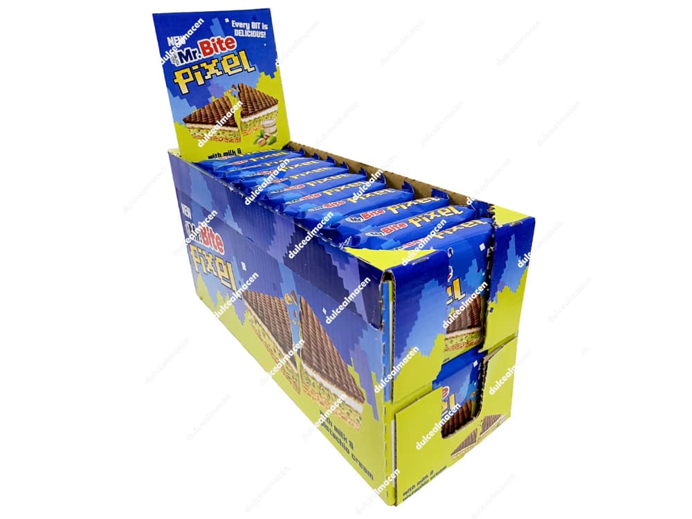 Mr. Bite Pixel Pistacho 24 Uds: Galleta Crujiente Rellena