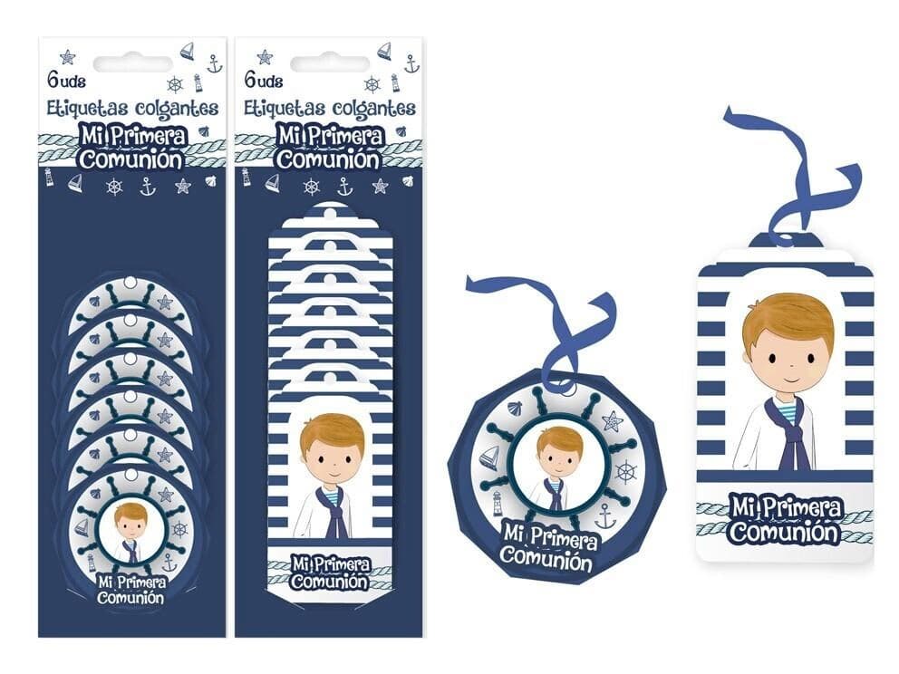 Etiquetas Colgantes "Mi Primera Comunión" Niños - Pack de 6 Unidades
