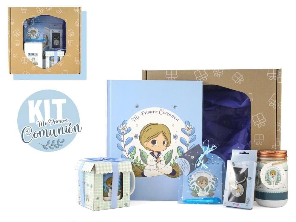 Kit Bismark Box Mi Primera Comunión para niño con libro, taza y llavero - Dulcealmacen