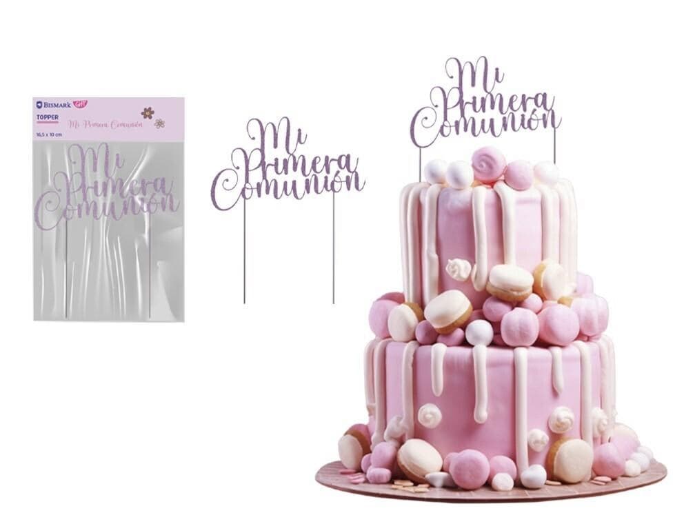 Topper Tarta Mi Primera Comunión Niña - Decoración Floral