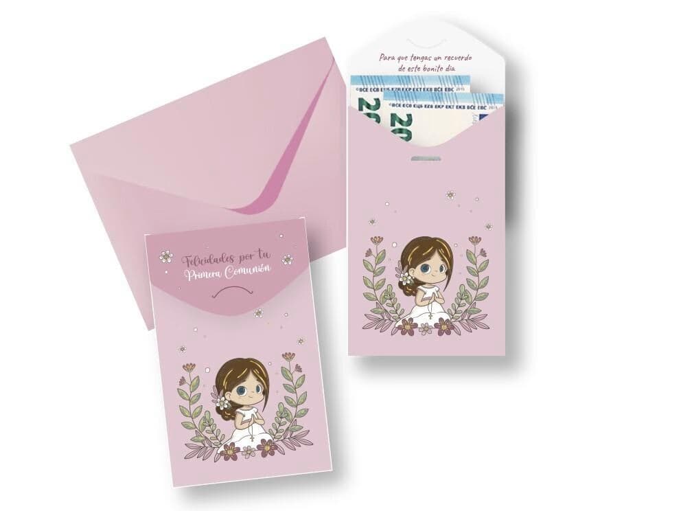Sobre para Regalar Dinero Mi Primera Comunión Niña con Tarjeta