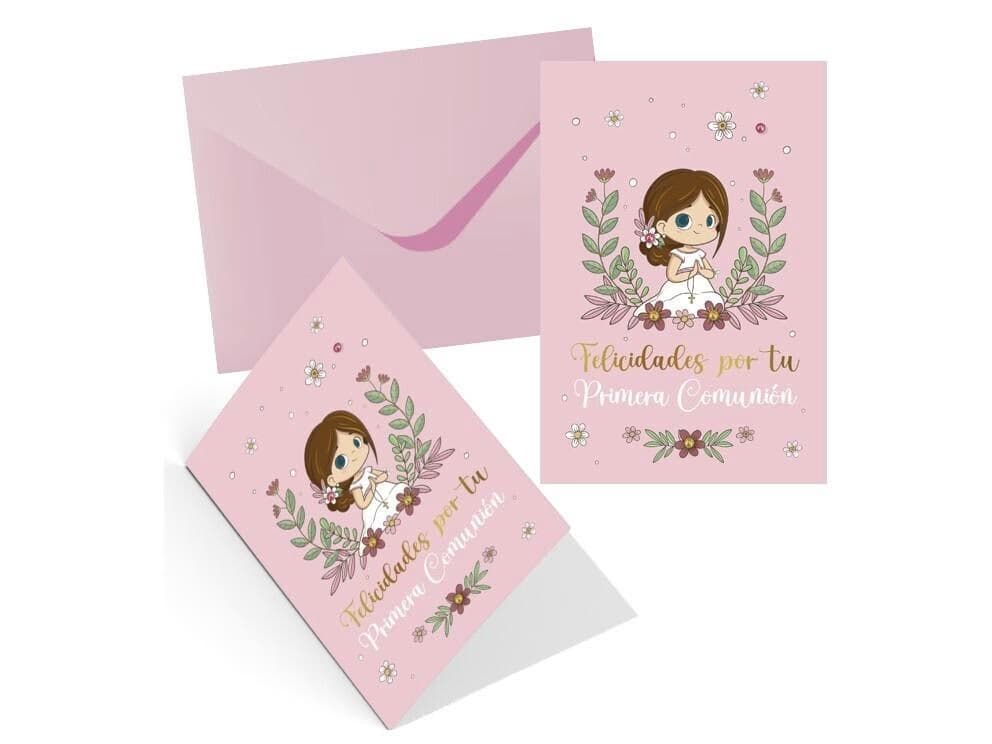 Tarjeta de Felicitación Mi Primera Comunión Niña con Sobre