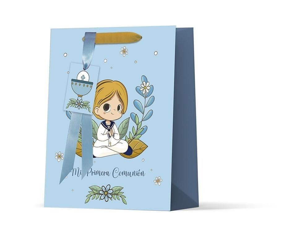 Bolsa de Papel Mi Primera Comunión Niño con Etiqueta y Lazo