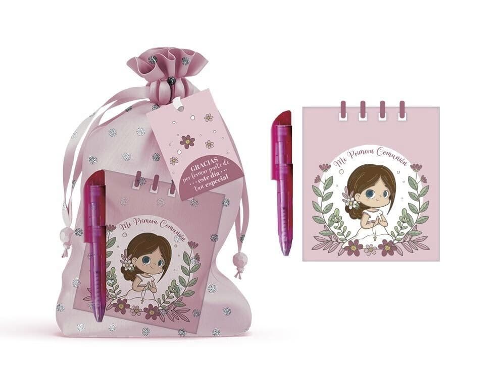 Libreta con Bolígrafo Mi Primera Comunión Niña en Bolsa de Regalo