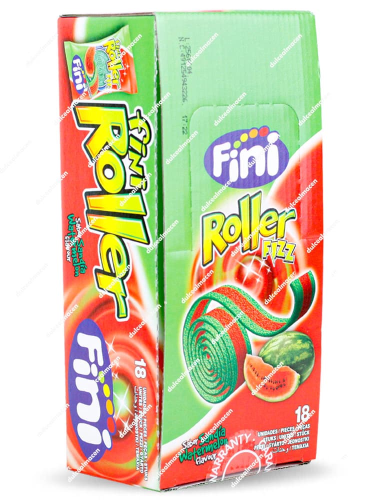 Fini Roller Sandía - Lengua de Regaliz Extra Ácida Enrollada | Caja de 18 Unidades