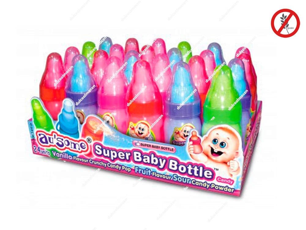 Ausome baby bottle 24 uds caja de caramelos biberón con pica pica en Dulcealmacen
