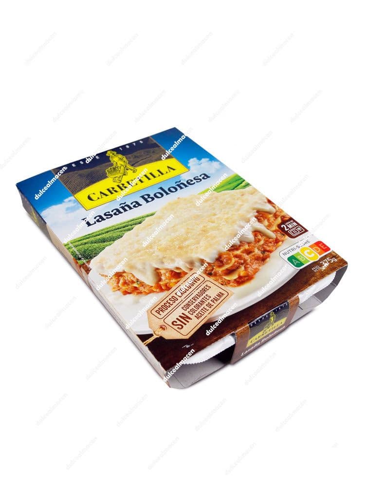 Envase de Lasaña Boloñesa Carretilla Plato Listo de 375g, sin conservantes ni aceite de palma, listo en 2 minutos - Dulcealmacen