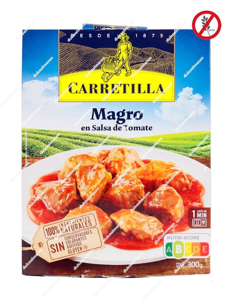 Envase de Magro en Salsa de Tomate Carretilla Plato Listo de 300g, 100% natural, Nutri-Score B y sin gluten - Dulcealmacen