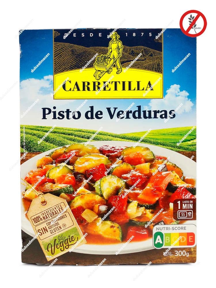 Envase de Pisto de Verduras Carretilla Plato Listo de 300g, producto Veggie, Nutri-Score A y sin gluten listo en 1 minuto - Dulcealmacen