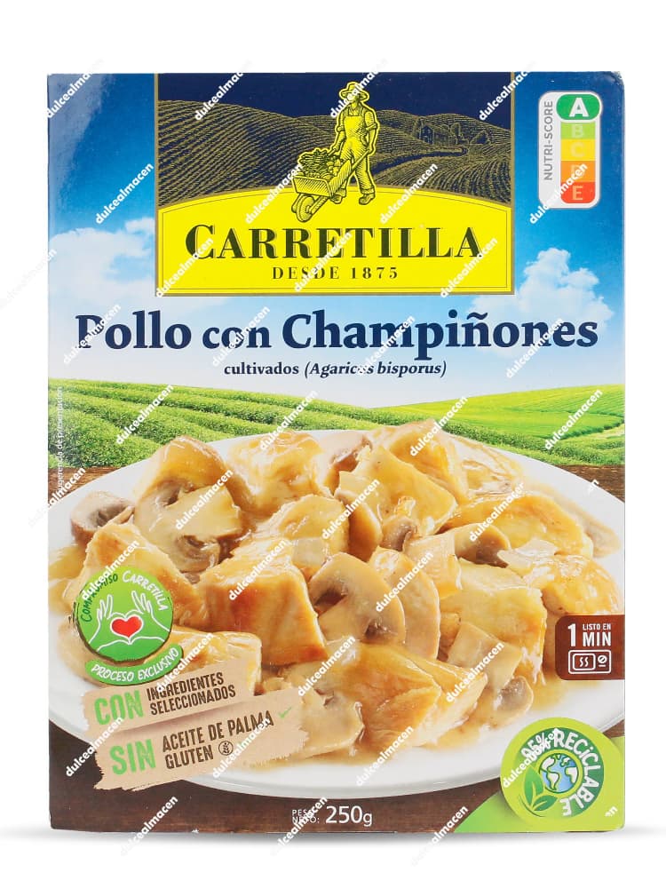 Envase de Pollo al Ajillo con Patatas Asadas Carretilla Plato Listo de 250g, Nutri-Score A y sin gluten - Dulcealmacen