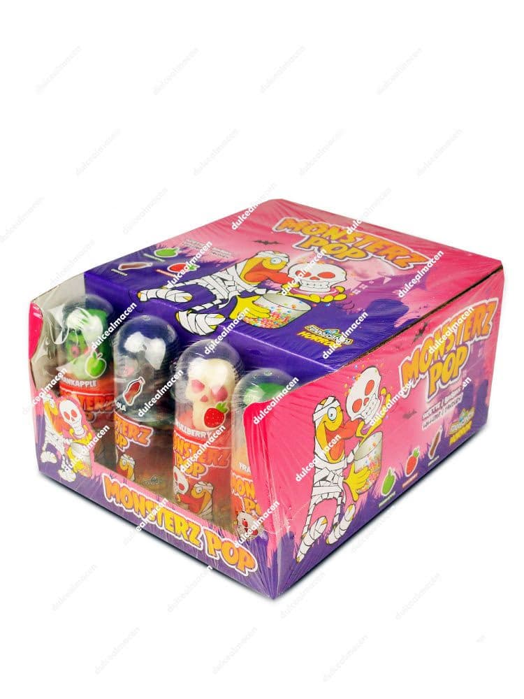 Funny candy monsterz pop 20 uds caja de caramelos con juguete en Dulcealmacen