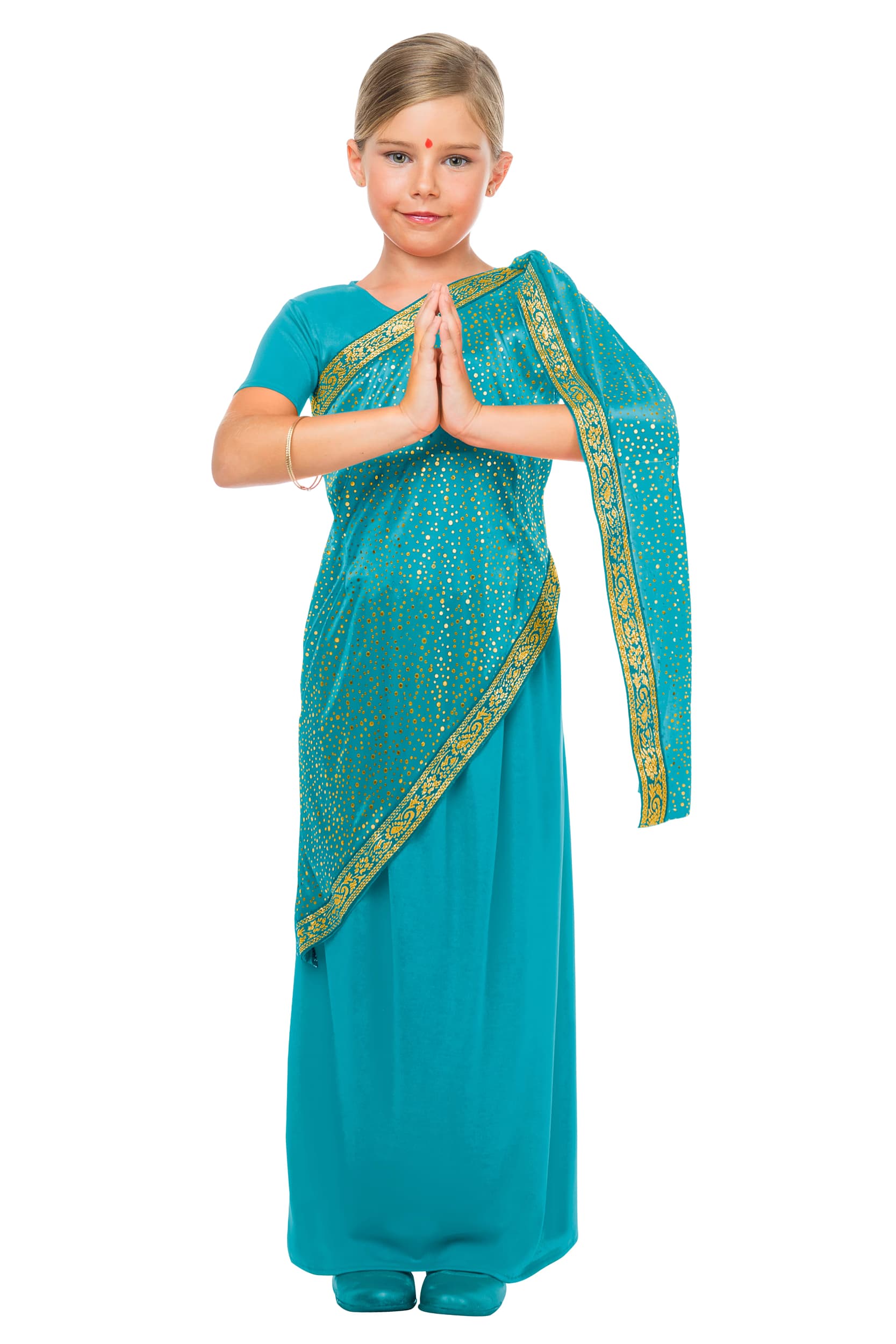 Kimokaweii disfraz  3-4 bollywood azul turquesa niña