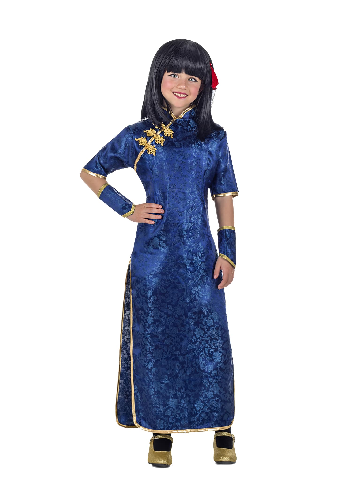 Kimokaweii disfraz  3-4 china azul qi-pao