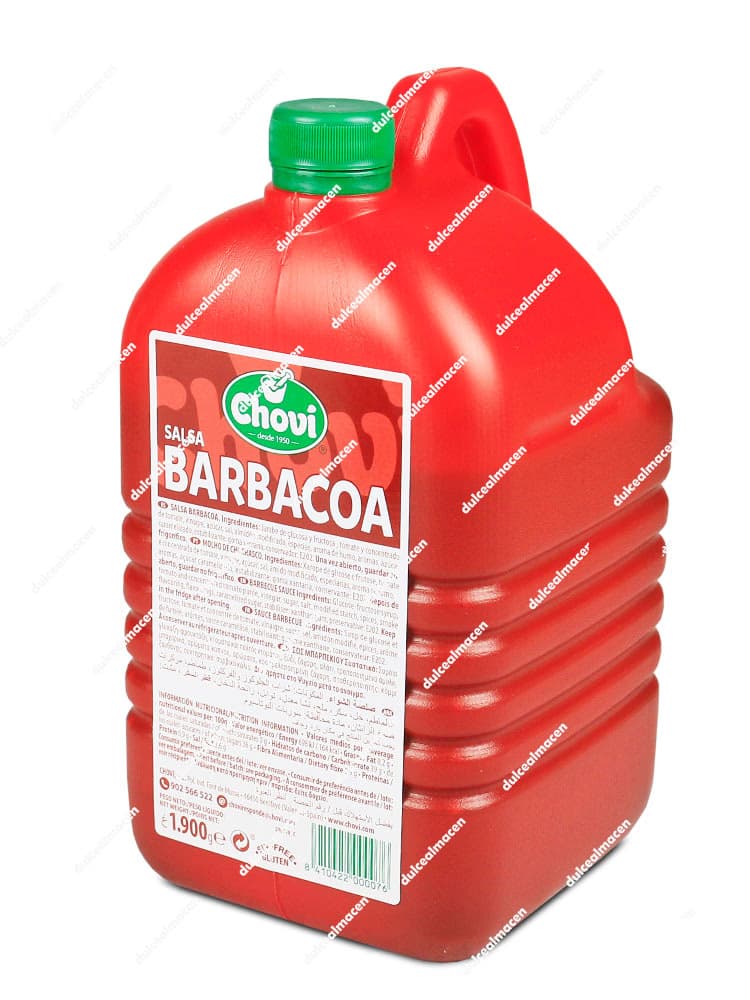 Garrafa profesional de 1.900 gr de Salsa Barbacoa Choví con asa ergonómica para uso en hostelería y restauración - Dulcealmacen