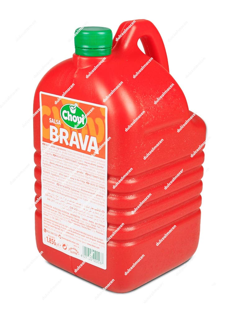 Garrafa profesional de 1.850 gr de Salsa Brava Choví con asa ergonómica para uso en hostelería y restauración - Dulcealmacen