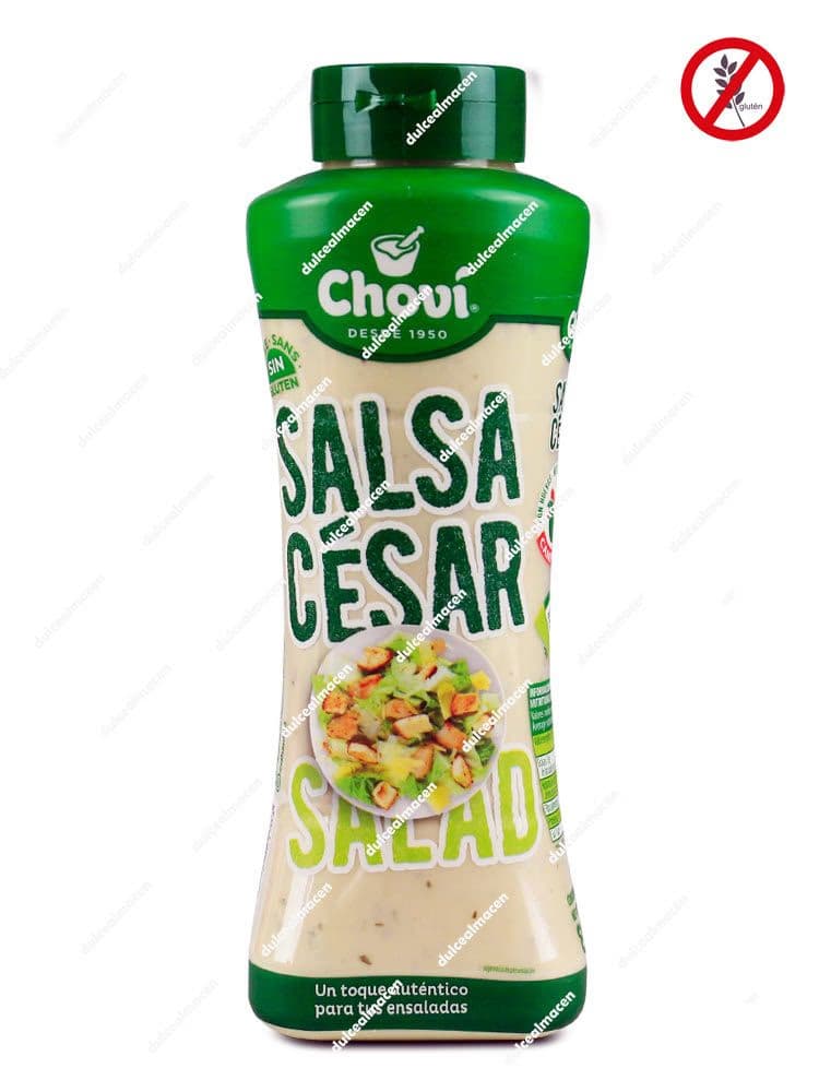 Botella ergonómica de 820 ml de Salsa César Choví, aderezo profesional sin gluten para hostelería y restauración - Dulcealmacen