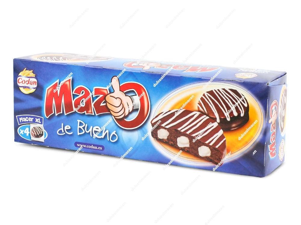 Codan Mazo de Bueno Pack x4 | Bizcocho Relleno con Cobertura de Chocolate y Nata