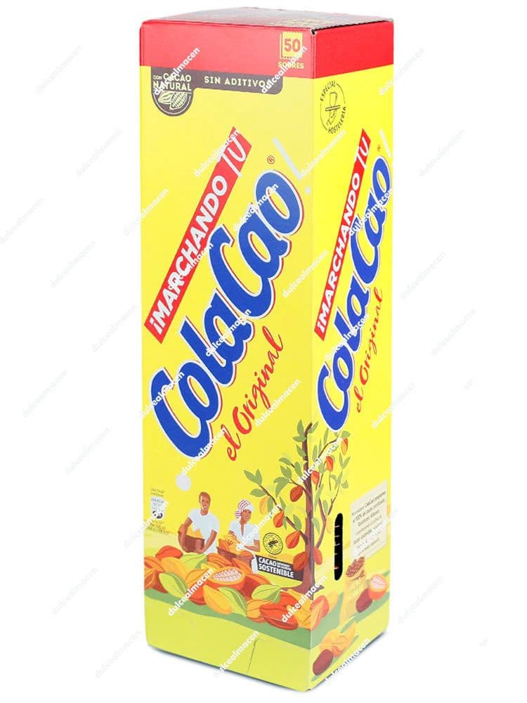 Caja expositora de 50 sobres individuales de ColaCao Original de 18 gramos cada uno - Dulcealmacen
