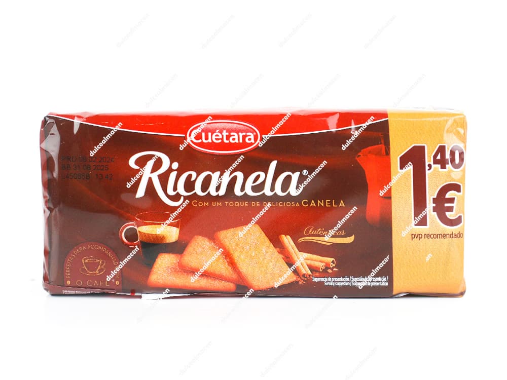 Paquete de Galletas Cuétara Napolitanas de Canela de 213 gramos, mostrando las galletas rectangulares crujientes con azúcar - Dulcealmacen