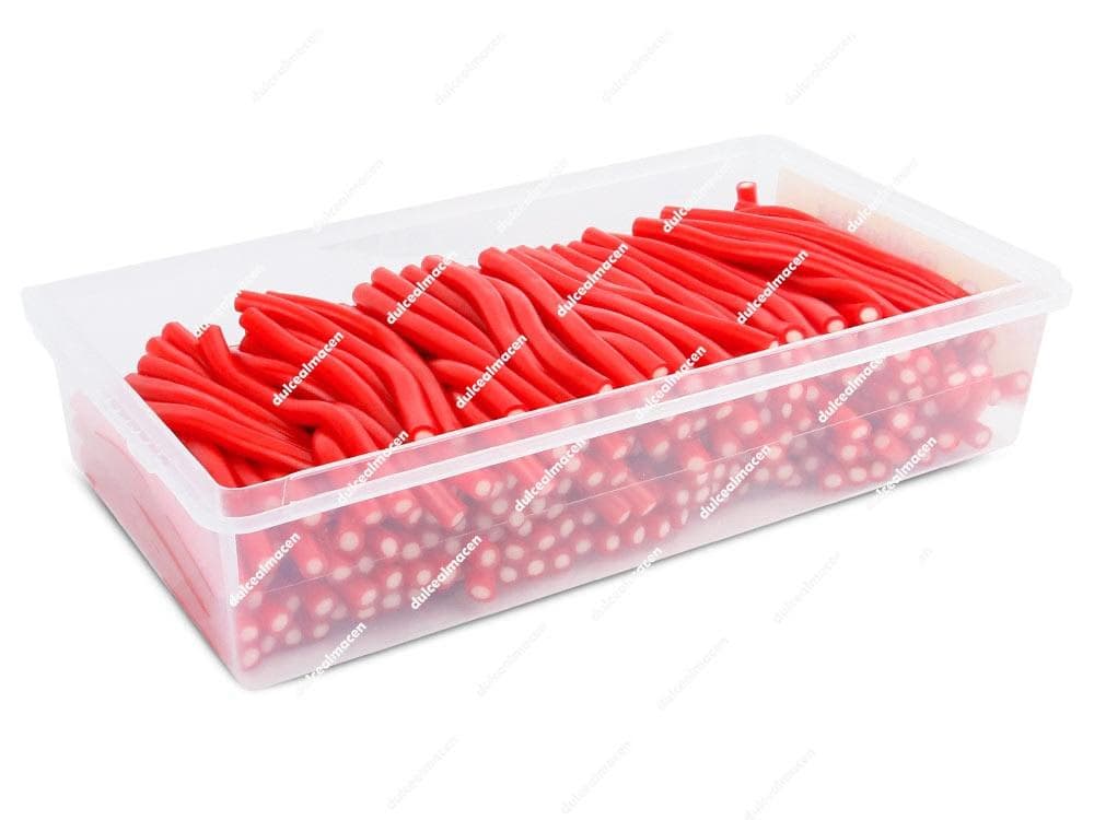 Caja de regaliz relleno Damel Relleno Fresa de 210 unidades con geles dulces rojos sabor fresa de Dulcealmacen