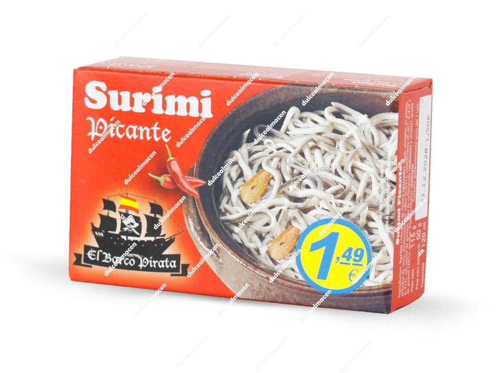 Caja de surimi picante sucedáneo de angulas marca El Barco Pirata con precio de 1,49 euros en Dulcealmacen