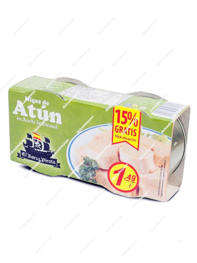 Pack de 3 latas de Migas de Atún en Aceite de Girasol El Barco Pirata con 15 por ciento gratis en Dulcealmacen