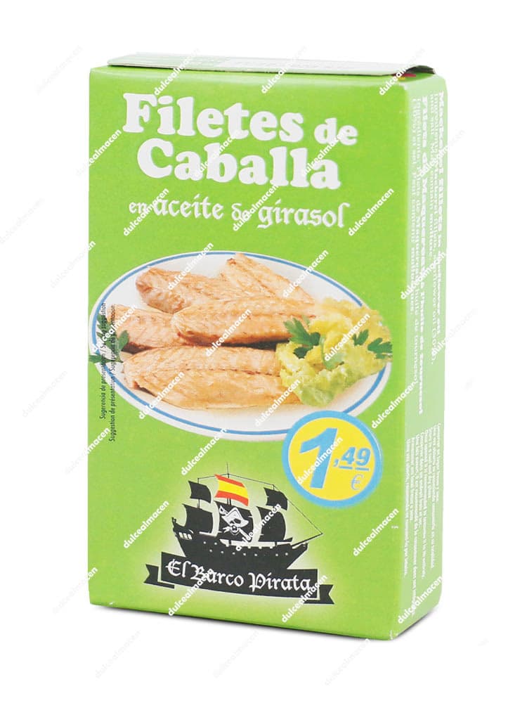 Caja de Filetes de Caballa en Aceite de Girasol El Barco Pirata en Dulcealmacen