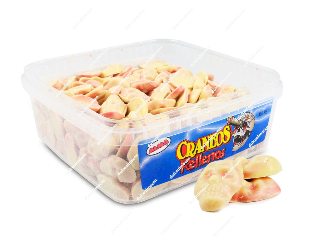 Cráneos chocolate rellenos 300 uds tarrina de golosinas en Dulcealmacen