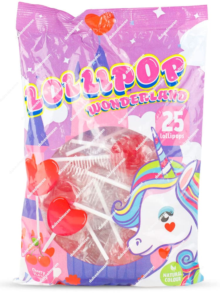 Bolsa Piruletas Corazon 25 uds con palitos de caramelo rojo en Dulcealmacen