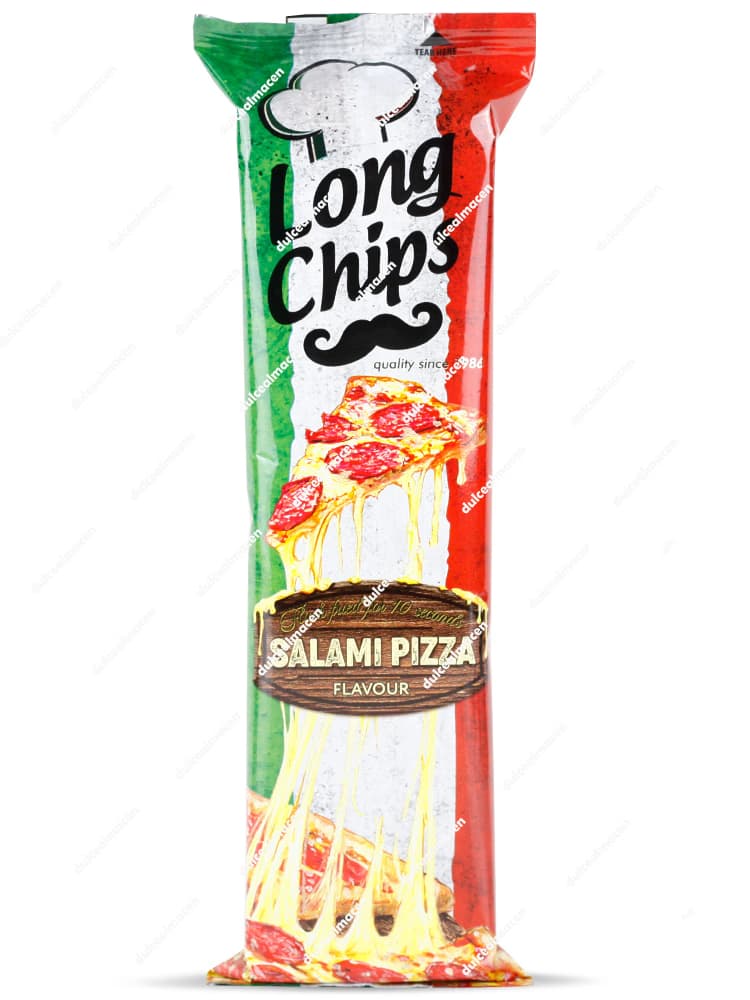 Bolsa de Long Chips sabor Salami Pizza con los colores de la bandera de Italia - Dulcealmacen