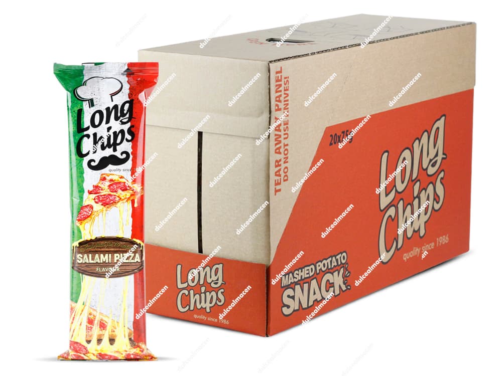 Bolsa de Long Chips sabor Salami Pizza con los colores de la bandera de Italia - Dulcealmacen