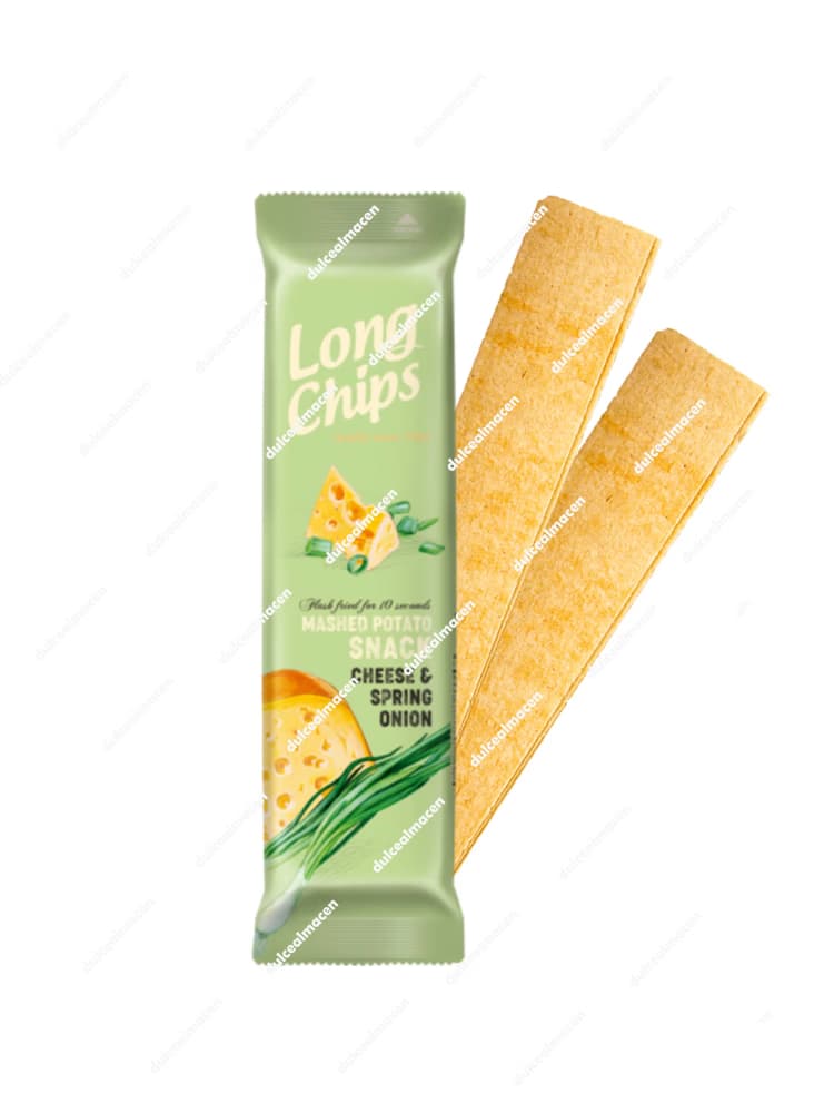 Long Chips cebolla y queso 75gr Cheese and Spring Onion 75g con láminas de patata - Dulcealmacen