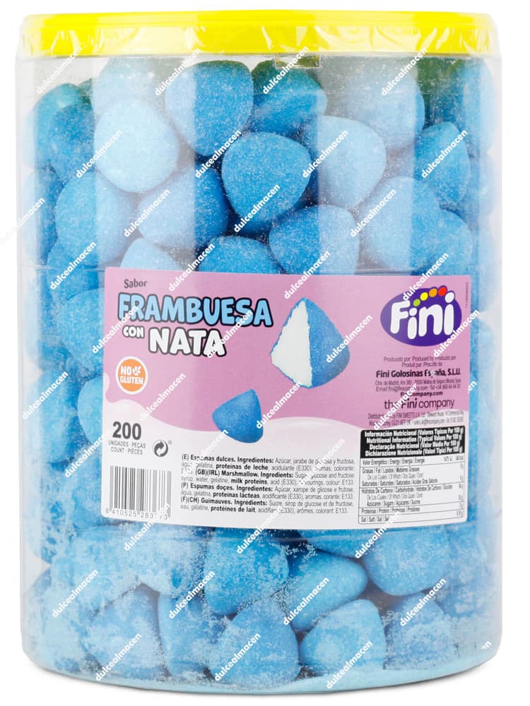 Fini Frambuesas con Nata Azules - Merengues de Espuma Dulce | Bote 200 uds + 20 GRATIS