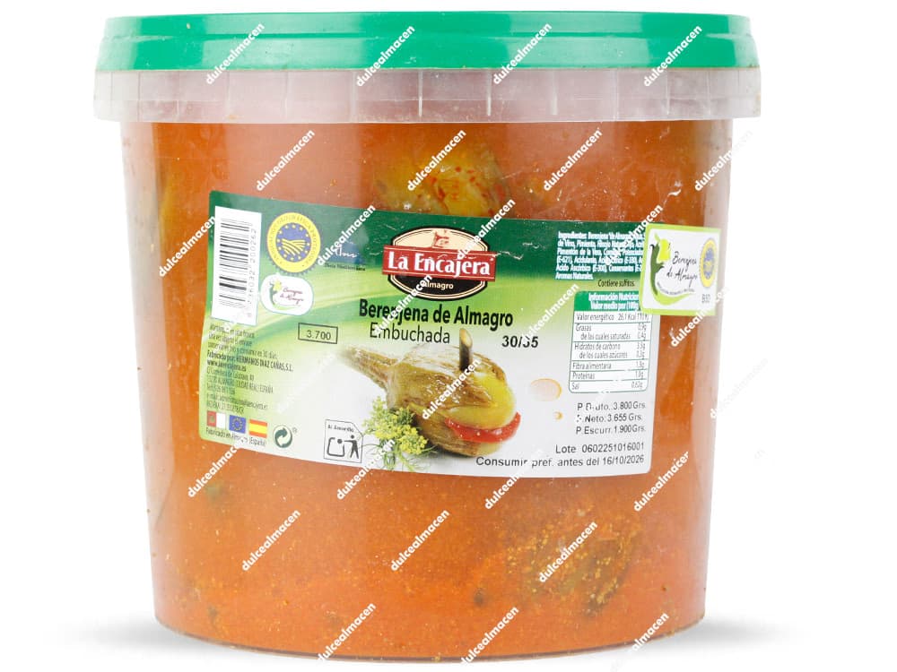 Cubo de Berenjenas de Almagro Embuchadas de La Encajera con pimiento e hinojo en Dulcealmacen