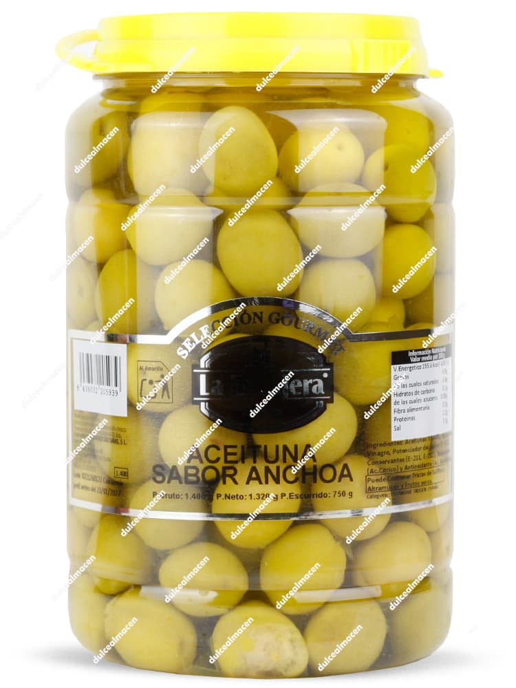 Tarro de 1,4kg de Aceitunas Sabor Anchoa Selección Gourmet de la marca La Encajera en Dulcealmacen