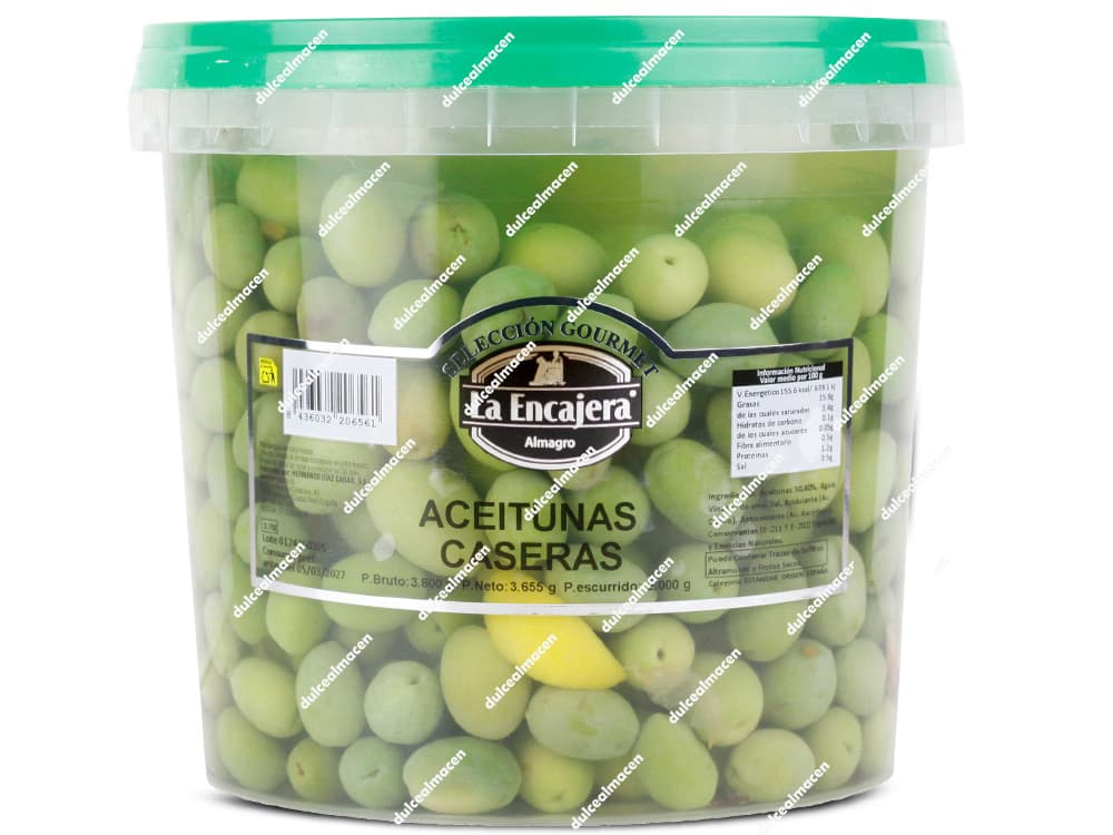 Encajera Cubo de 3,85kg de aceitunas caseras aliñadas Selección Gourmet La Encajera - Dulcealmacen