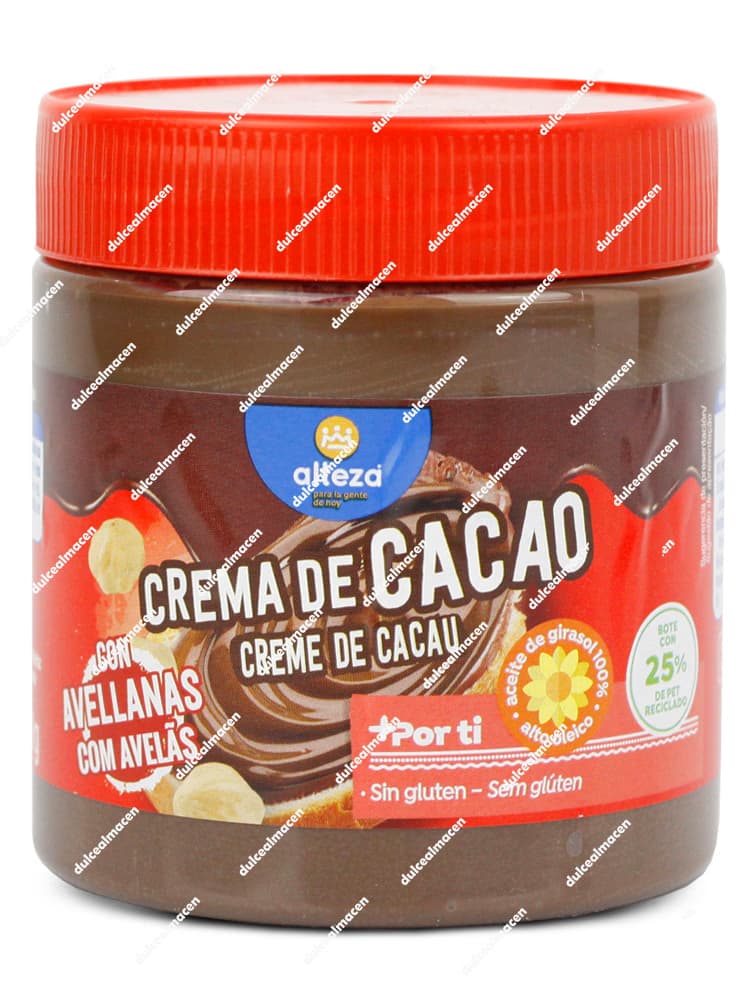 Bote de Crema de cacao Alteza 500g clásica para untar disponible en Dulcealmacen.