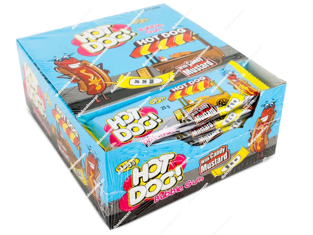 Chicle Jojo Hot Dog con Mostaza de Caramelo 24 uds - Divertido y Original