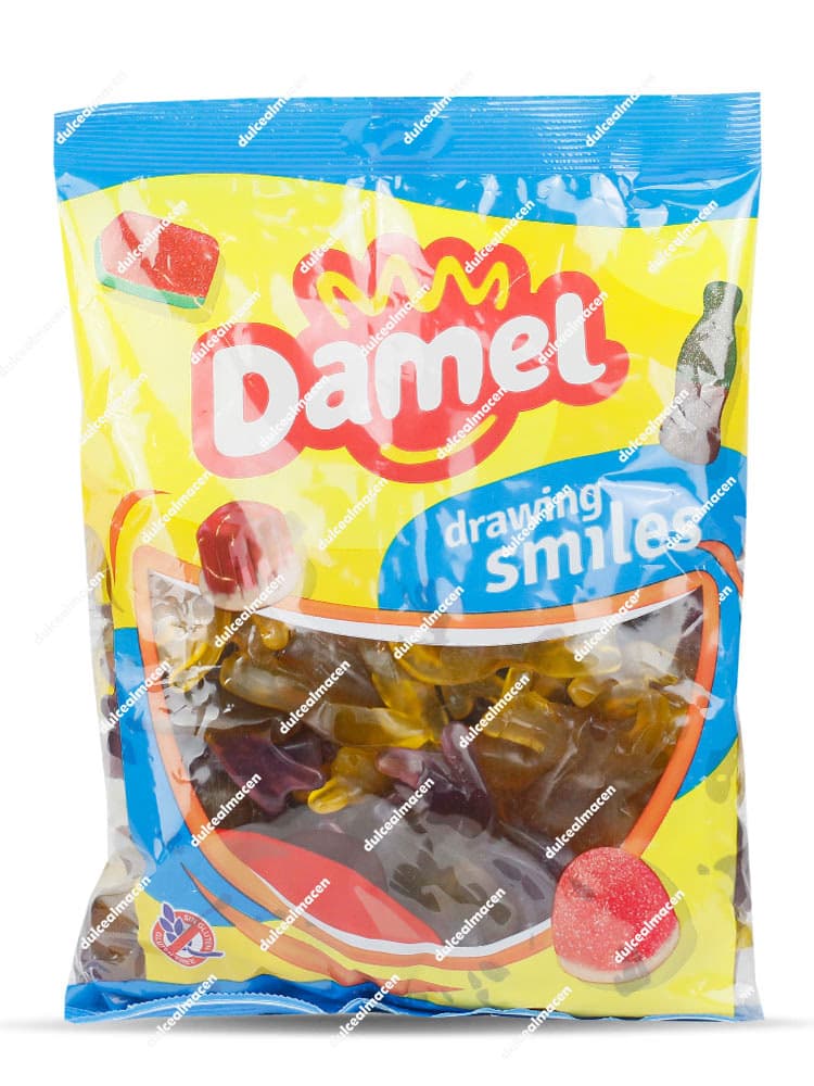 Bolsa de 1 kg de gominolas Damel Maxi Arañas XXL de colores rojo, negro y blanco con sello de sin gluten - Dulcealmacen