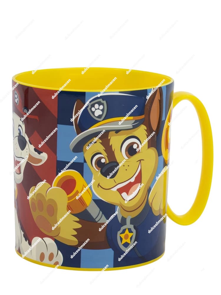 Taza infantil amarilla apta para microondas con diseño de la Patrulla Canina modelo taza de microondas 390 ml Paw Patrol Boy Rescue Pups - Dulcealmacen
