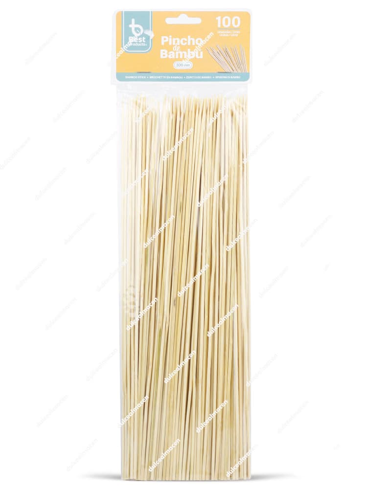 Paquete de 100 unidades de pinchos de bambú de 30 cm de la marca Juinsa Best Products para brochetas y catering - Dulcealmacen