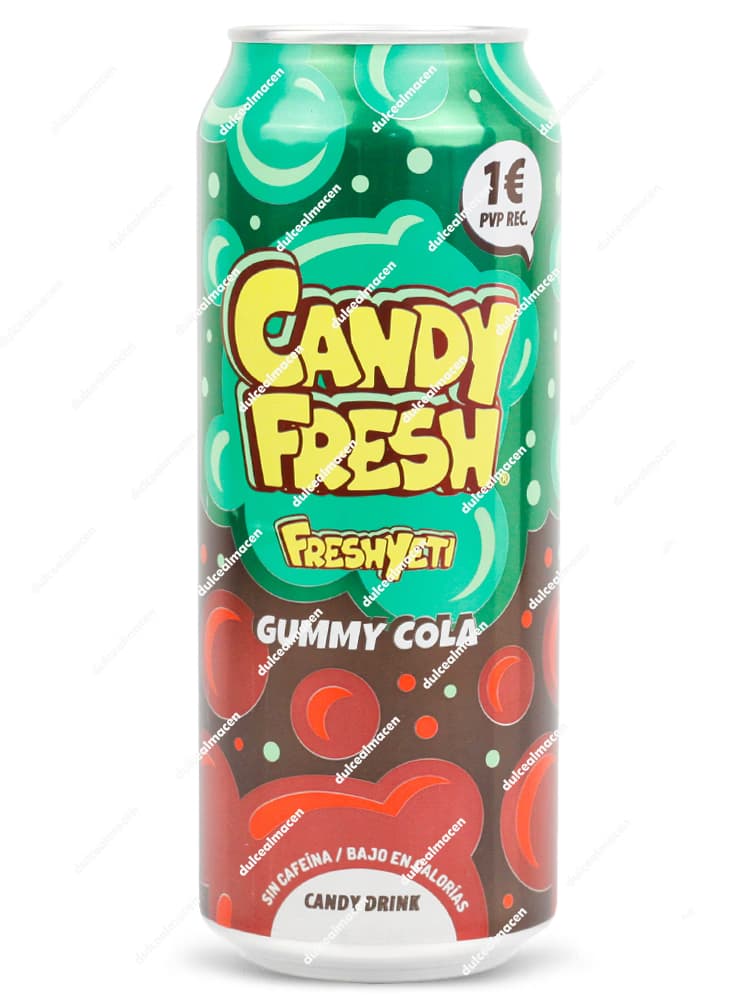 Lata de 500 ml de bebida energética Eneryeti Gummy Cola, sabor gominola de cola, gama Fresh Yeti - Dulcealmacen