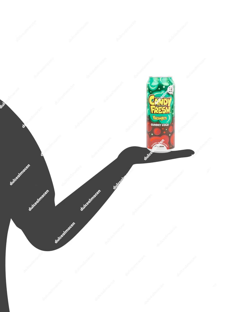 Lata de 500 ml de bebida energética Eneryeti Gummy Cola, sabor gominola de cola, gama Fresh Yeti - Dulcealmacen