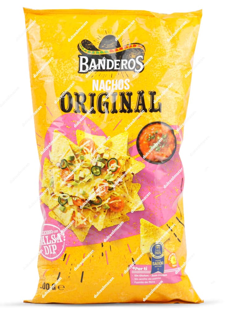 Bolsa de nachos Banderos sabor Original, snack de maíz frito crujiente y sin gluten - Dulcealmacen