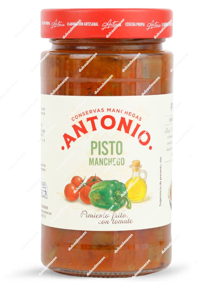 Tarro de cristal de 350g de Pisto Manchego Antonio, conserva de pimiento frito con tomate de elaboración artesanal - Dulcealmacen