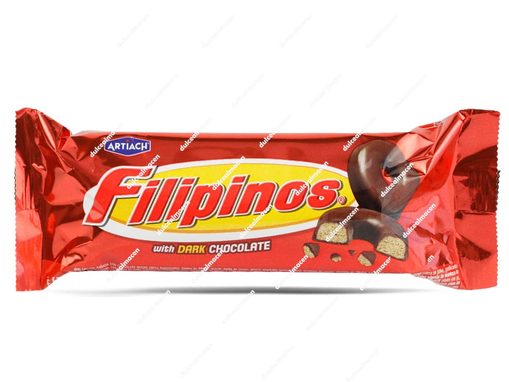 Filipinos Chocolate Negro 67g | Crujientes Galletas de Aro Bañadas con Puro Chocolate Negro