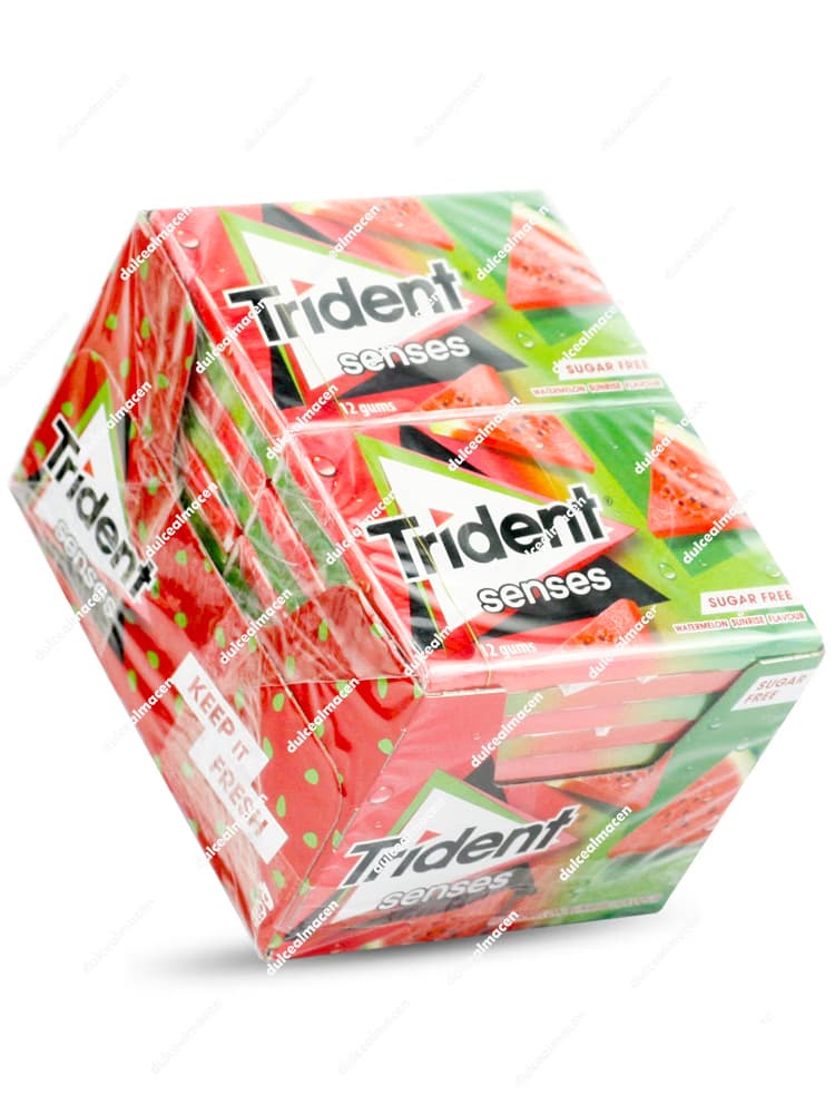 Trident Senses Sandía Tropical Mix 12 uds | Chicles Sin Azúcar Sabor Fruta Intensa