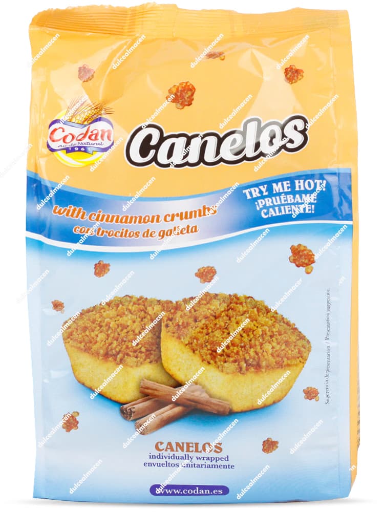 Bizcochos Codan Canelos 200 gr con topping de galleta caramelizada en Dulcealmacen