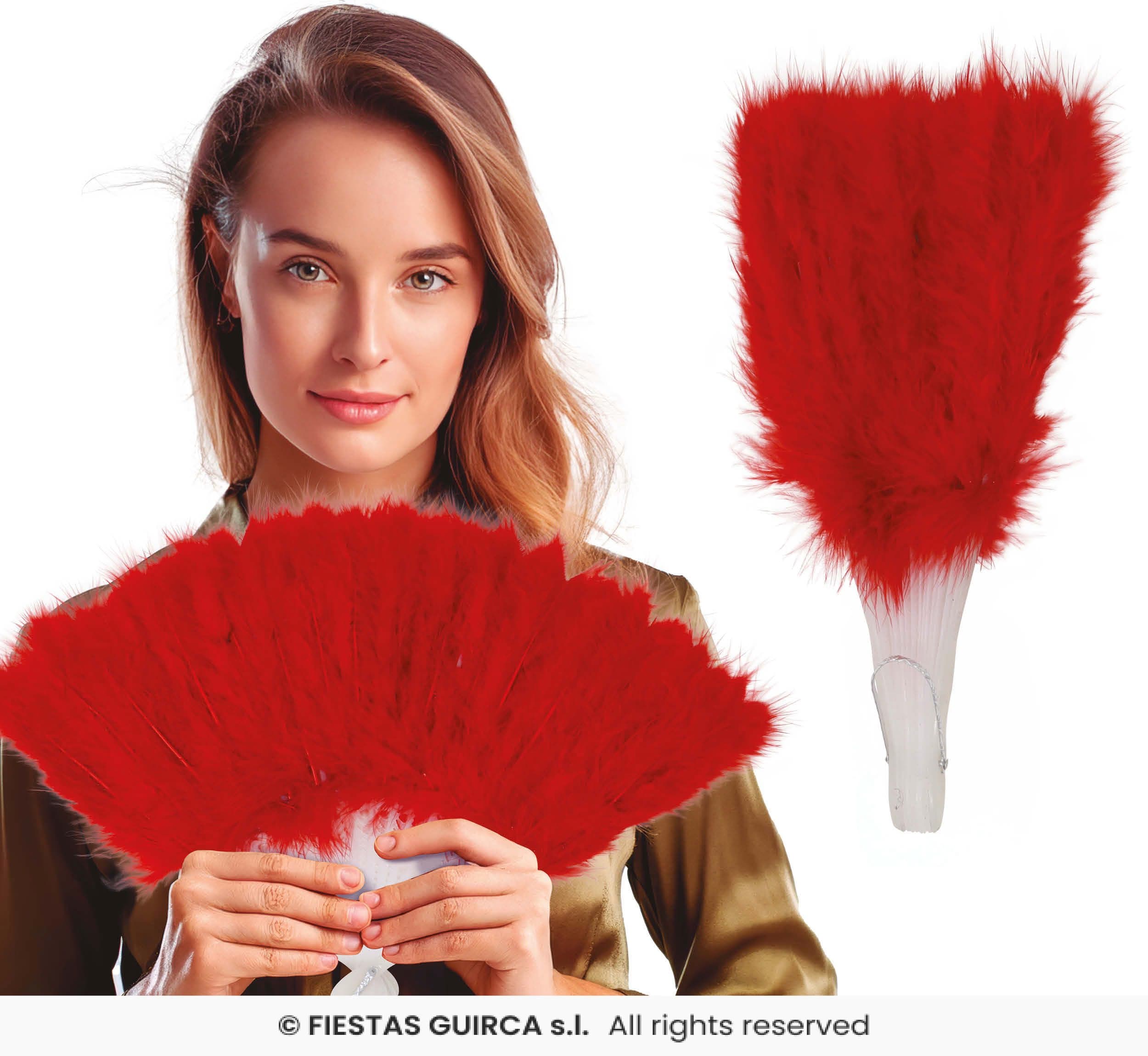 Guirca Abanico Plumas Rojo 16 Palas