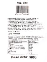 Bolsa de Nuty Thai Mex Mix de 110 gramos, mostrando una mezcla de cacahuetes, maíz y snacks crujientes con un diseño de temática exótica - Dulcealmacen